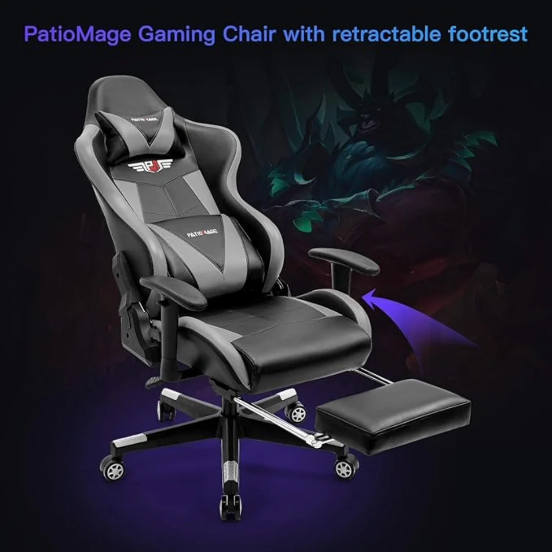 Gaming Office Chair Headrest, Lumbar Support and Footrest - Image 7