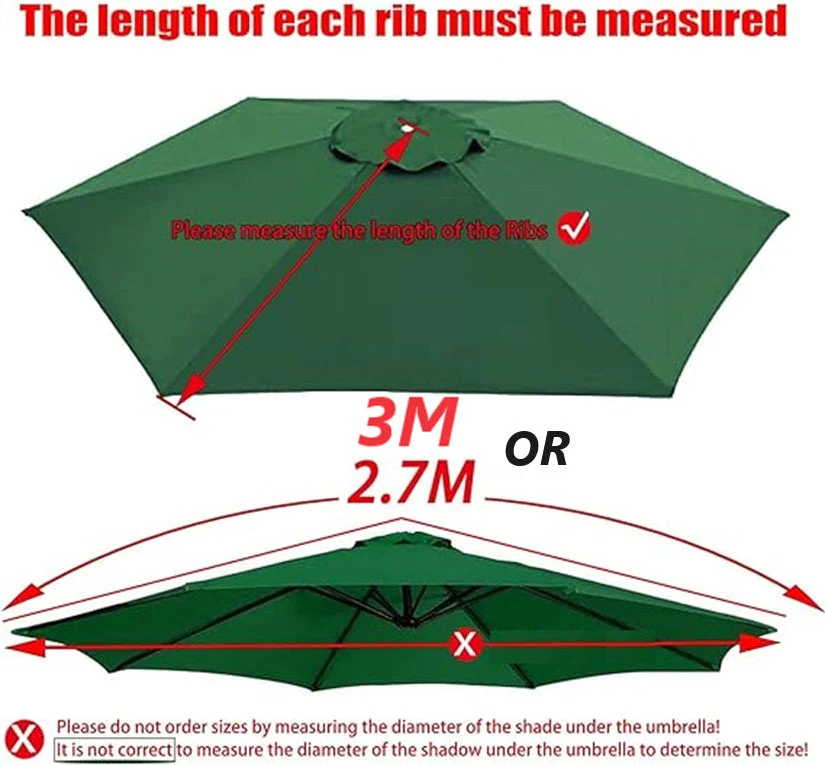 5 Colour 3M/8-Arm Parasol Replacement Cloth Round Garden Umbrella Cover - Image 3
