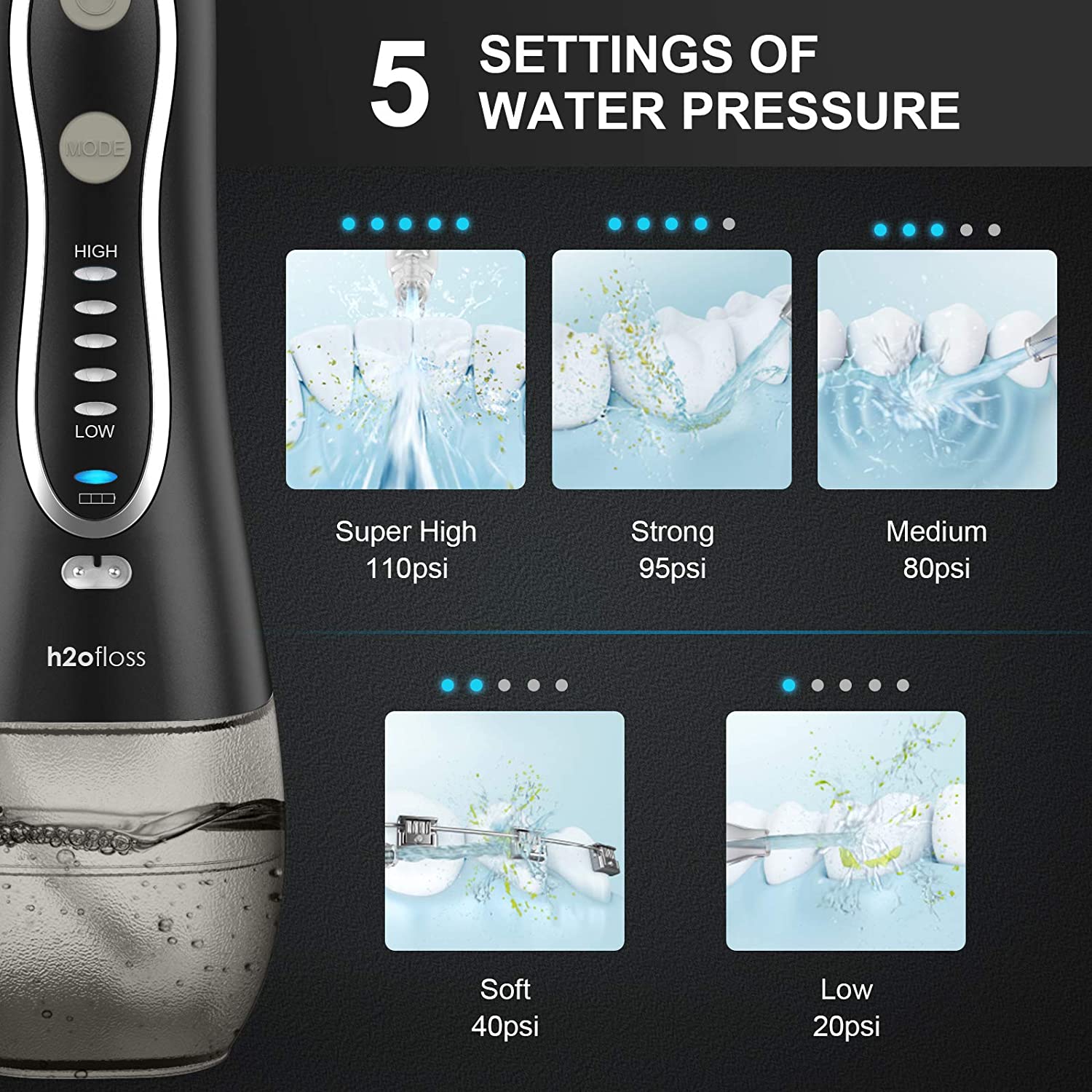 H2Ofloss Water Flosser Portable Dental Flosser - Image 3