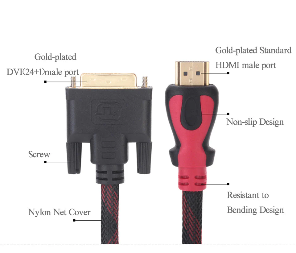 HDMI to DVI Cable for Monitor PC Laptop - Image 5