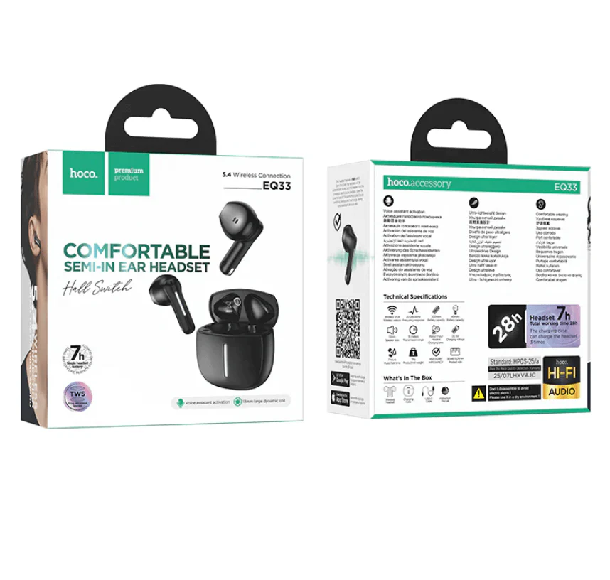 Hoco EQ33 Semi-In-Ear TWS Earbuds – 7H Playtime - Image 5