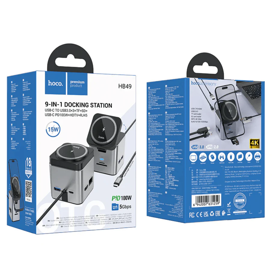 Hoco PD 100W 9 in 1 USB-C Multi Function Docking Station NZ – HB49 - Image 9