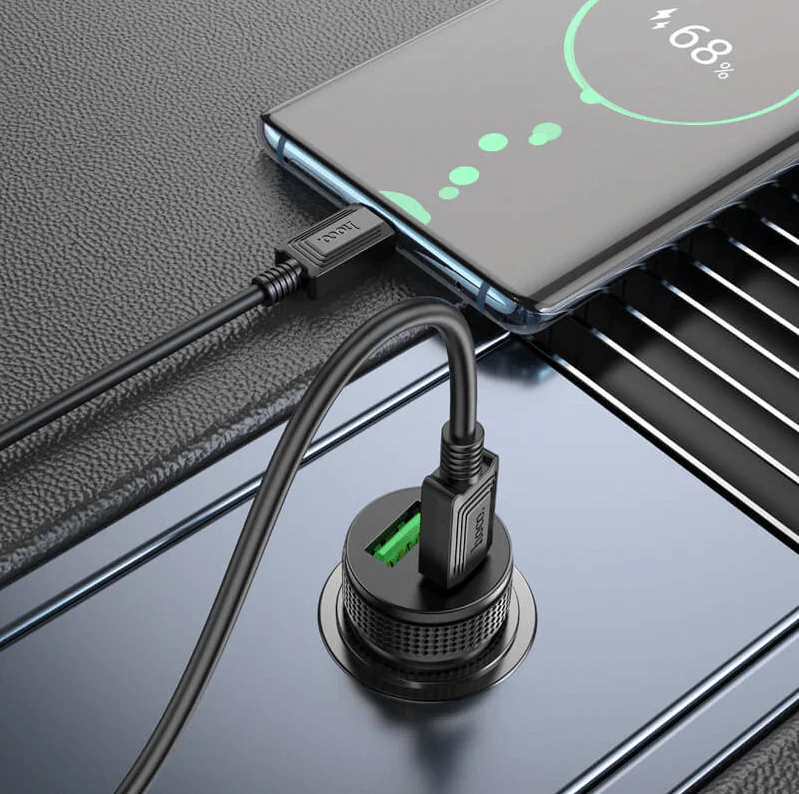 Hoco Z49B Dual-Port Car Charger 38W | USB-C PD & USB-A QC Fast Charging - Image 3