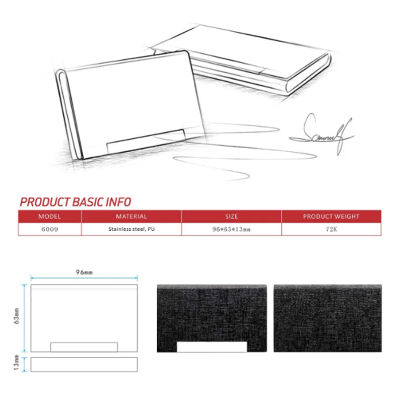 Horizonal PU Leather Business Card Holder Black Set B - Image 2