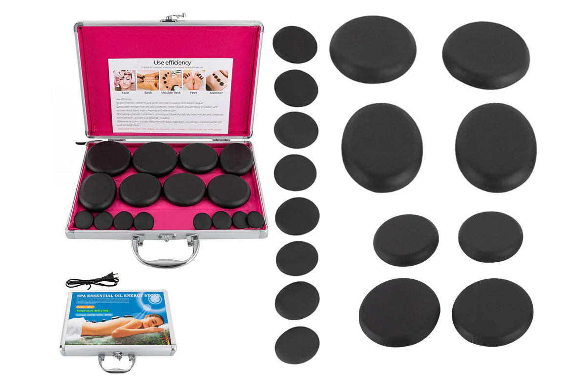 Hot Stones Massage Set with Warmer Set of 16 Pcs - Image 2