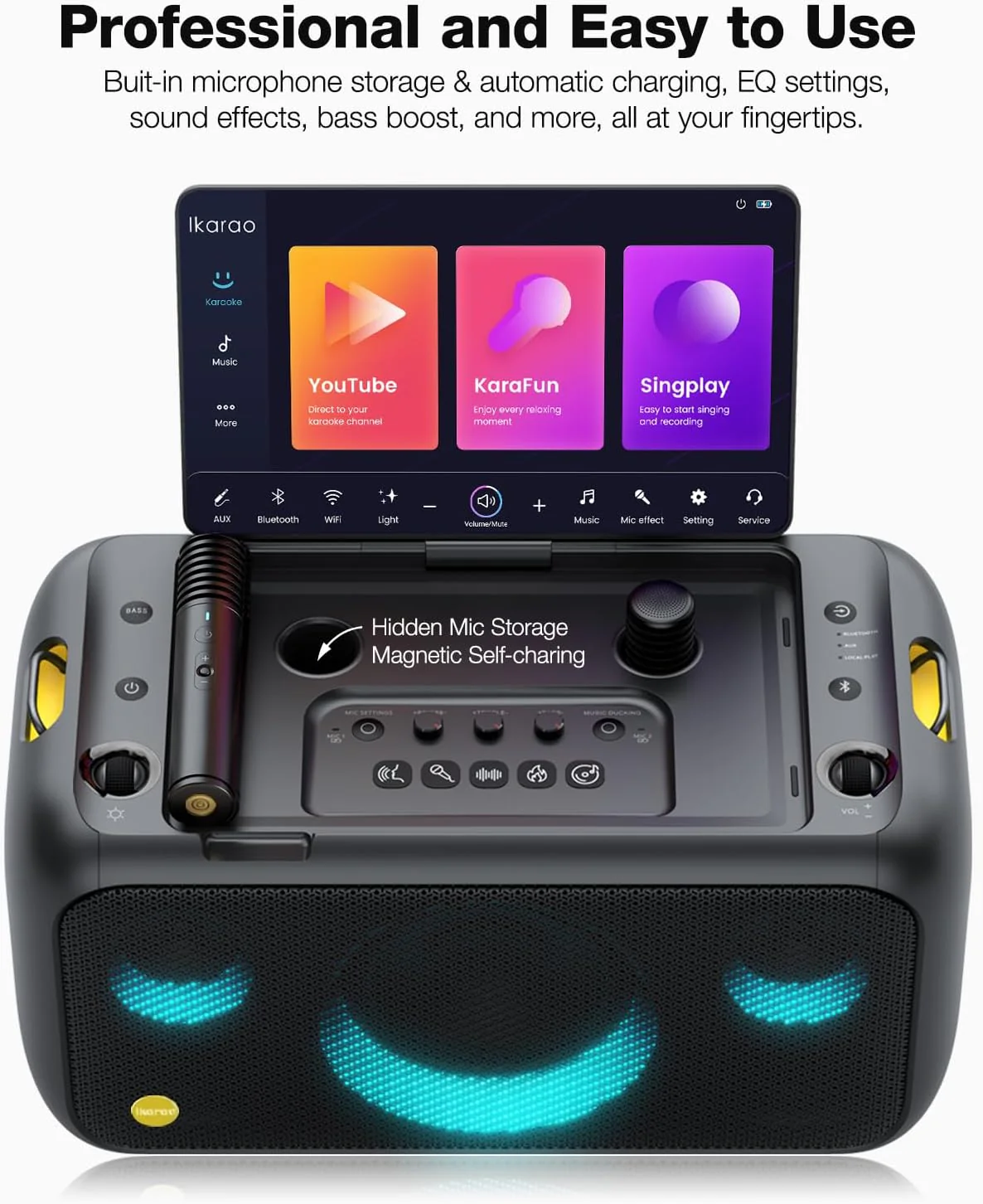 Ikarao Break X1 Karaoke Machine System With 13.3″ Touch Screen Wireless Mic - Image 2