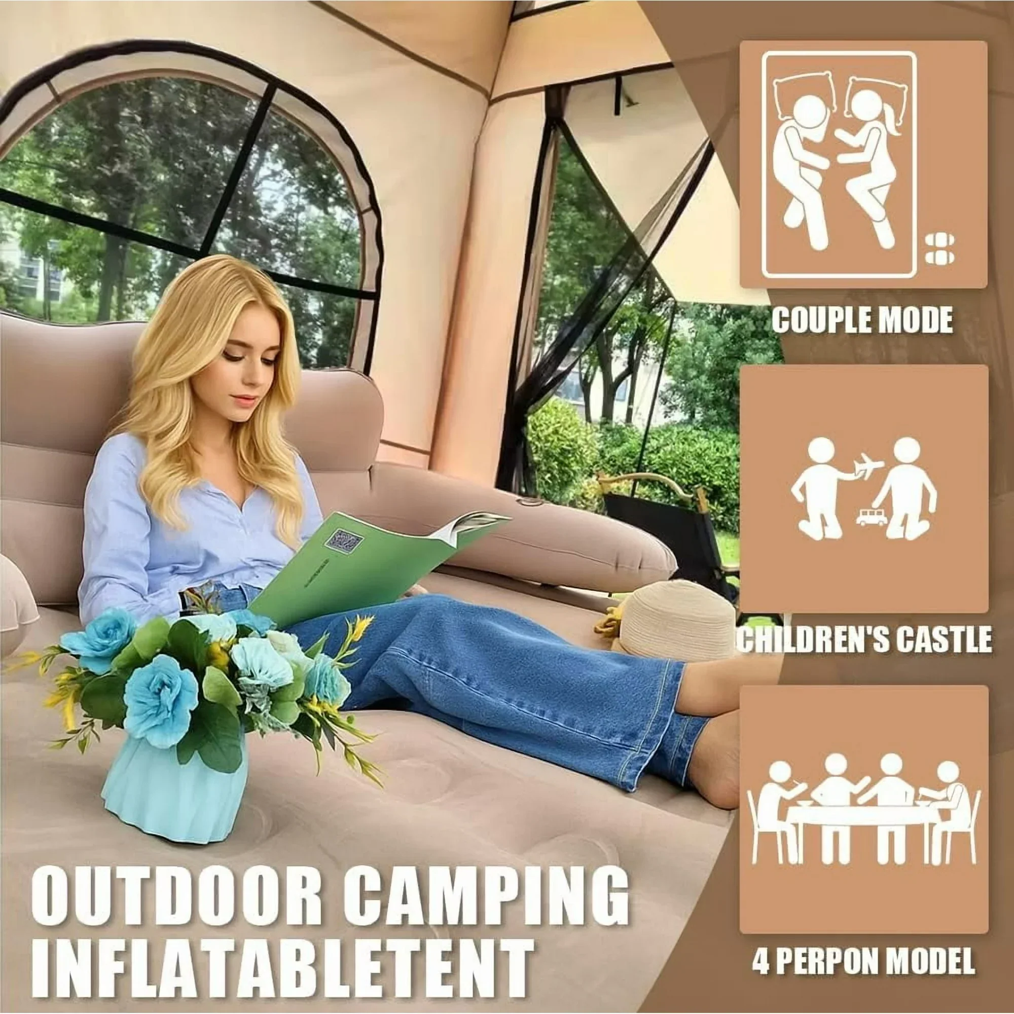 Inflatable Camping Tent with Pump - Image 2