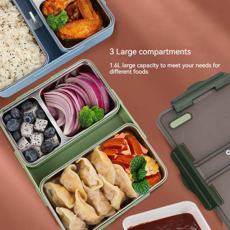 Insulated 316 Stainless Steel Kids Bento Lunch Box 1.6L- Green - Image 2