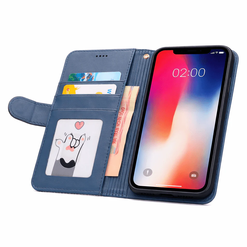iPhone 12 Mini Flip Wallet Case Cowhide Dot Pattern - Image 9