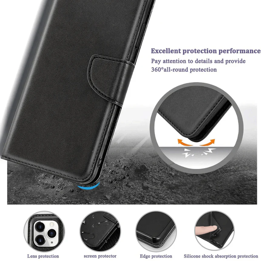 iPhone 12 Pro Max Wallet Case – Slim Leather Flip Cover with Card Holder - Image 2
