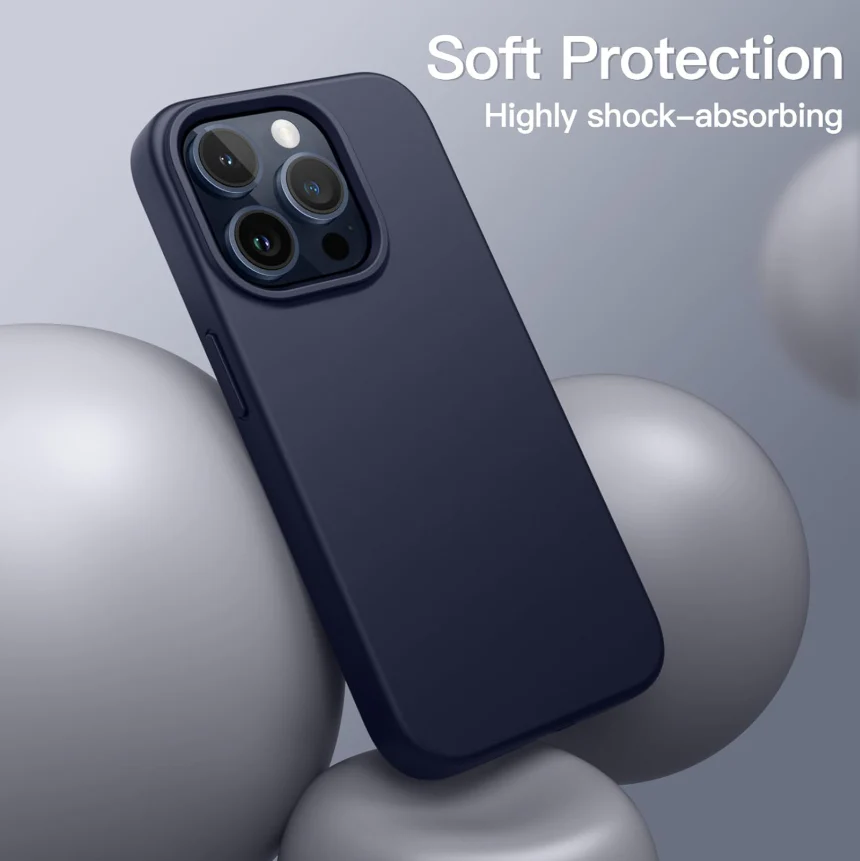 iPhone 14 Pro Silicone Case – Soft Protective Cover (Black, Blue, Red) - Image 9