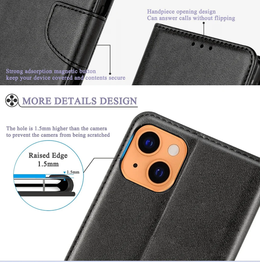 iPhone 16 Pro Wallet Case – Slim Leather Flip Cover with Card Holder - Image 3