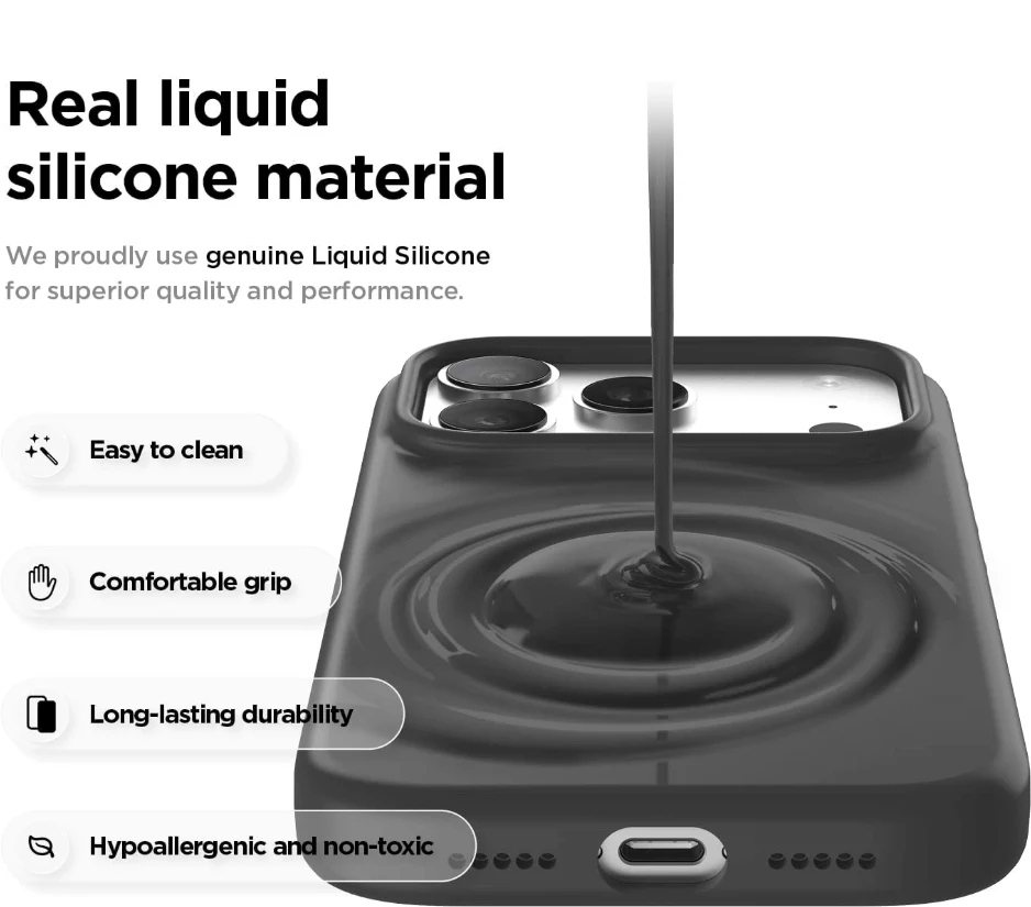 iPhone 17 Pro Black Silicone Case – Soft Protective Cover - Image 4