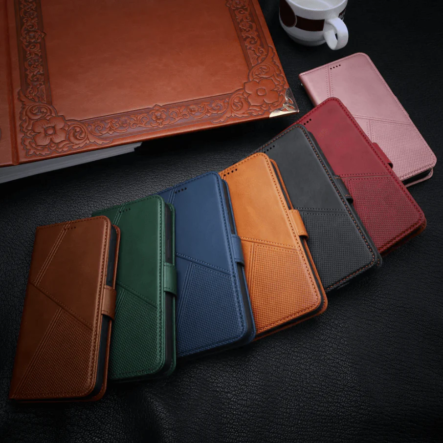 iPhone 8 Flip Wallet Case Cowhide Dot Pattern