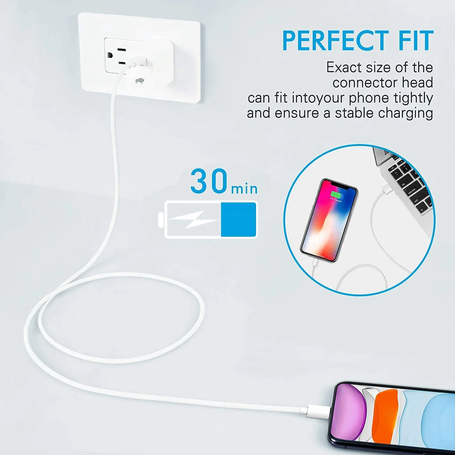 Compatible with iPhone Lightning to USB Cable 1m - Image 3