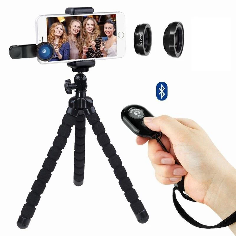 iPhone Tripod Mount Holder Stand + Bluetooth Selfie remote - Image 3