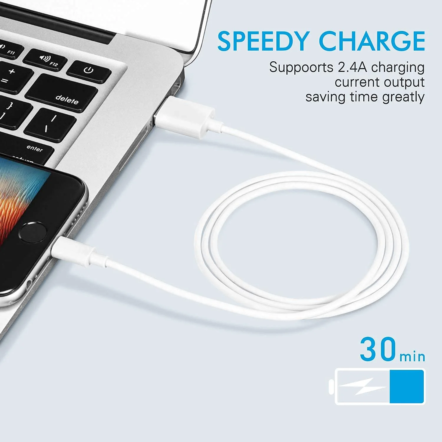 Compatible with iPhone USB to Lightning Charging Cable 2m - Image 4