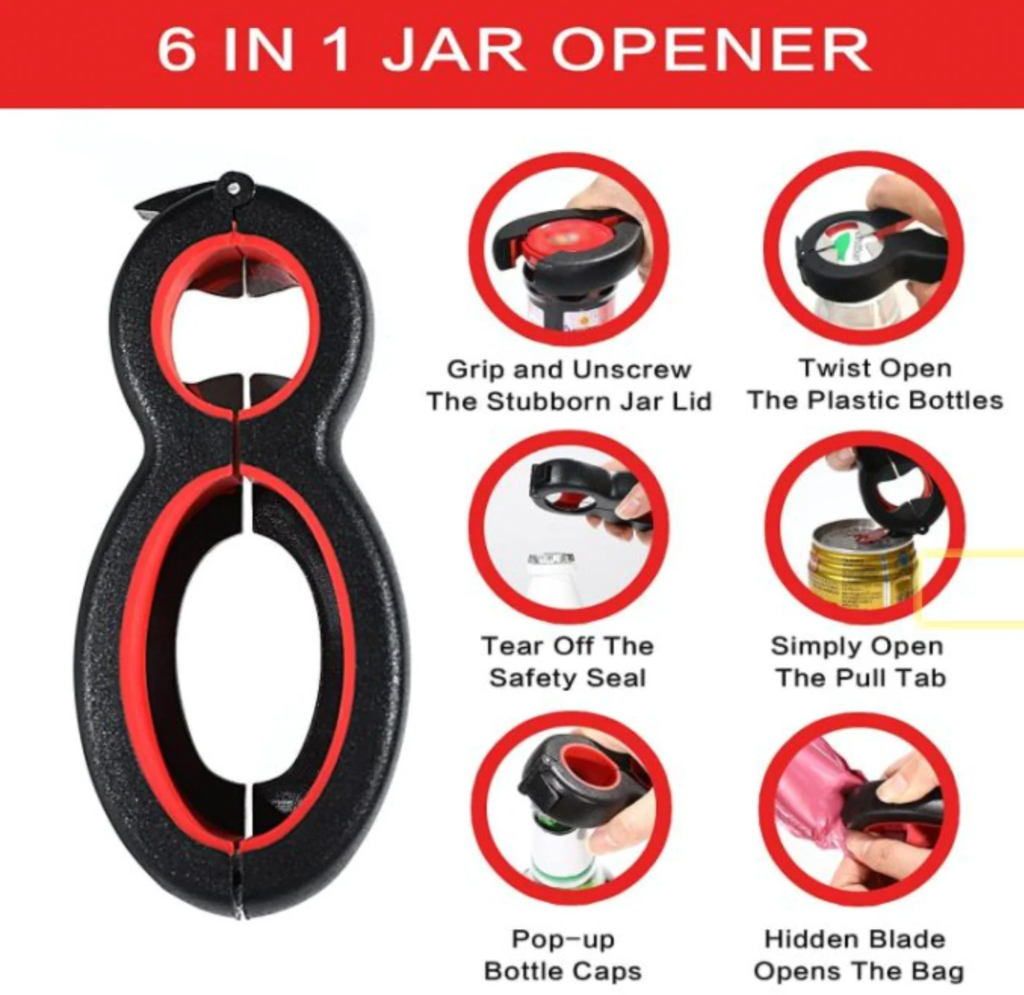 Jar Opener for Weak Hands Bottle Opener 6-In-1 Multi Function Better Opener Can - Image 5