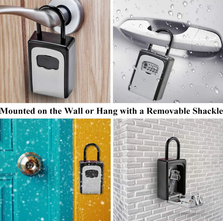 Key Lock Box Wall Mounted Portable Lock Box for House Key 5 Key Capacity - Image 5