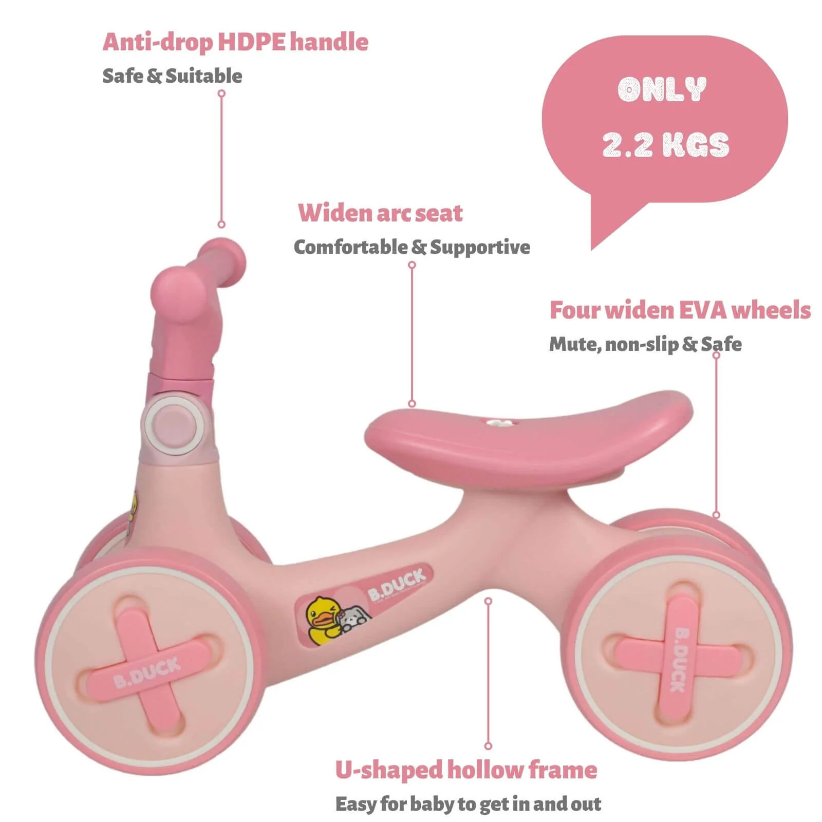 Kids Balance Bike 1006S Pink - Image 3