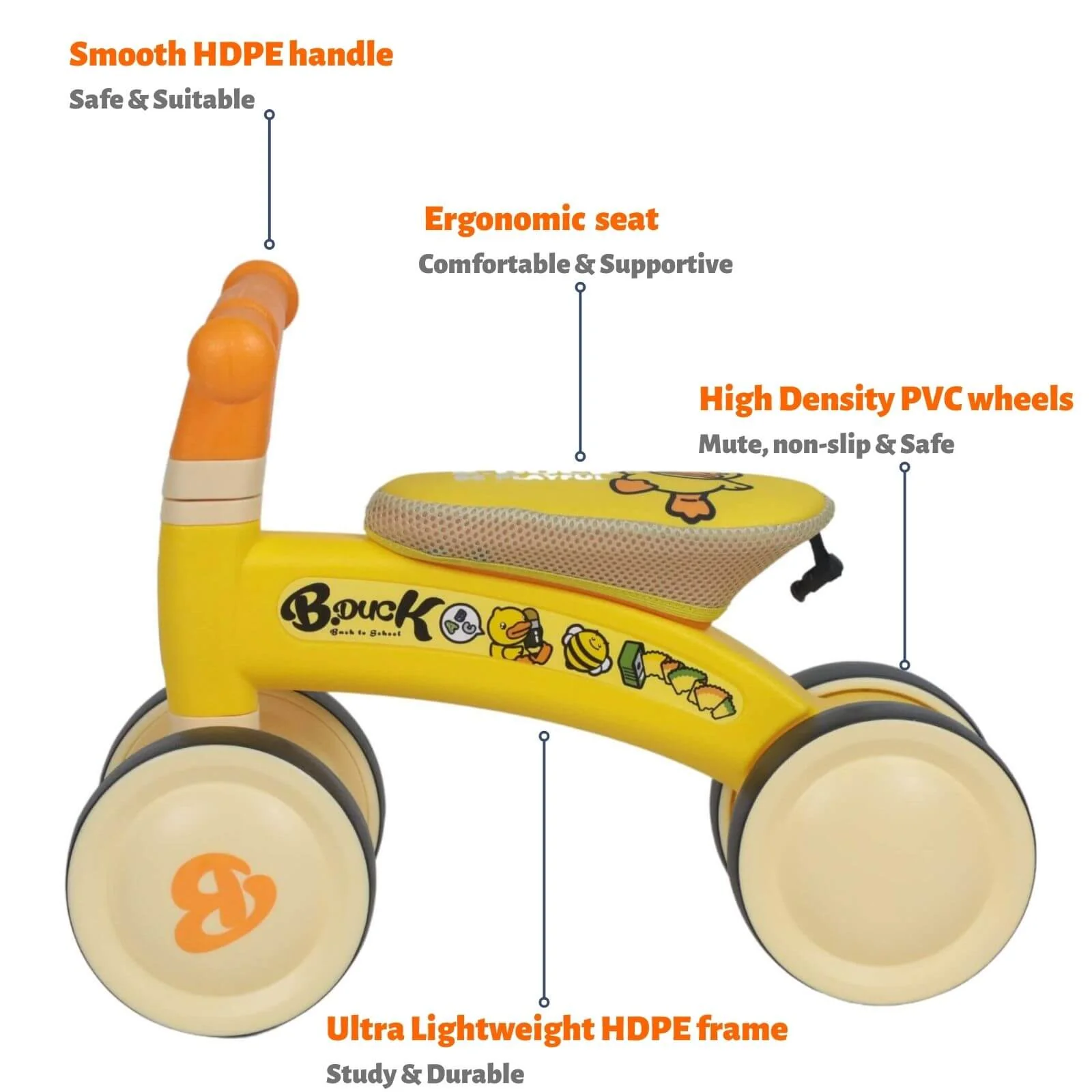 Kids Balance Bike 1011 Yellow - Image 2