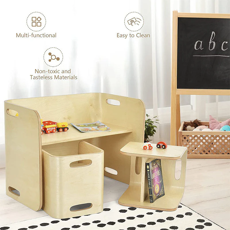 Kids Table and Chair Set – Wooden 3 Piece Kids Table and Chairs Set - Image 8