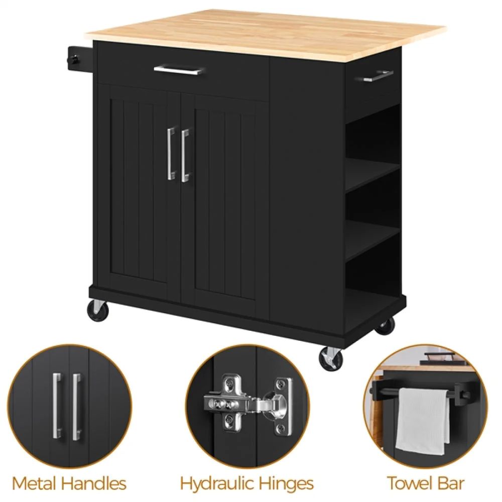 Kitchen Island on Wheels with Drawers & Cabinet - Image 10