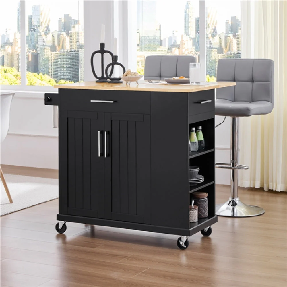 Kitchen Island on Wheels with Drawers & Cabinet - Image 11