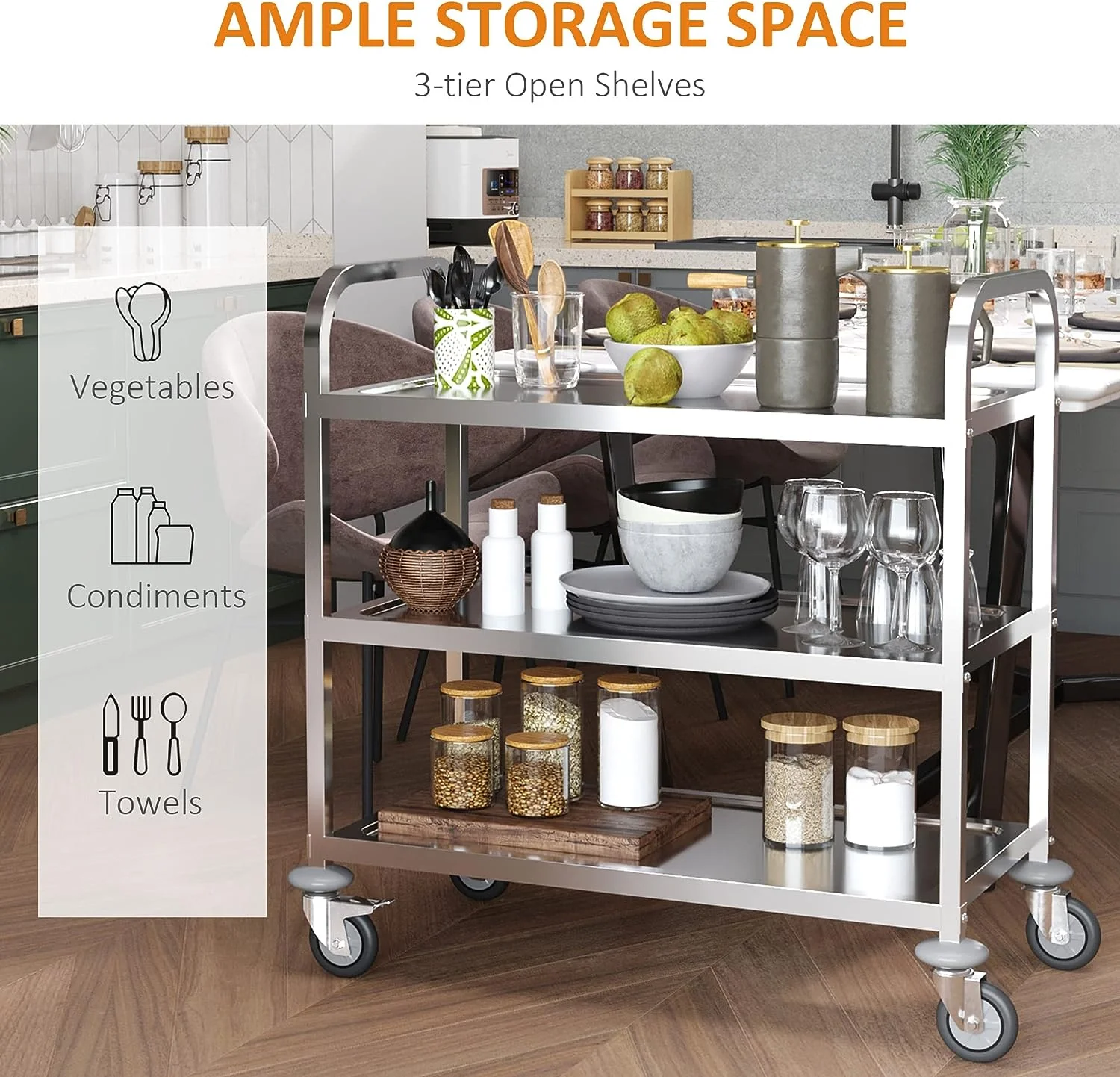 Kitchen Trolley 3 Layers - Image 8