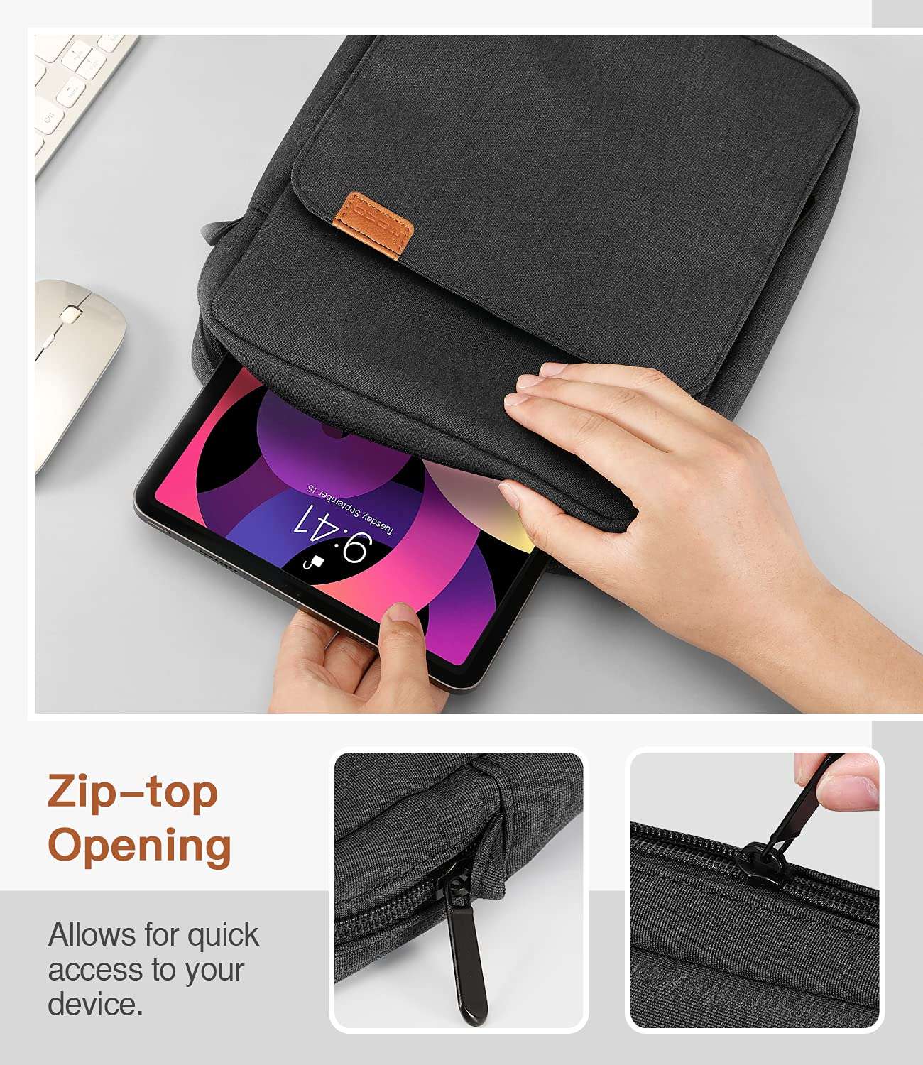 Laptop Sleeve 13 inch Black with Shoulder Straps - Image 5