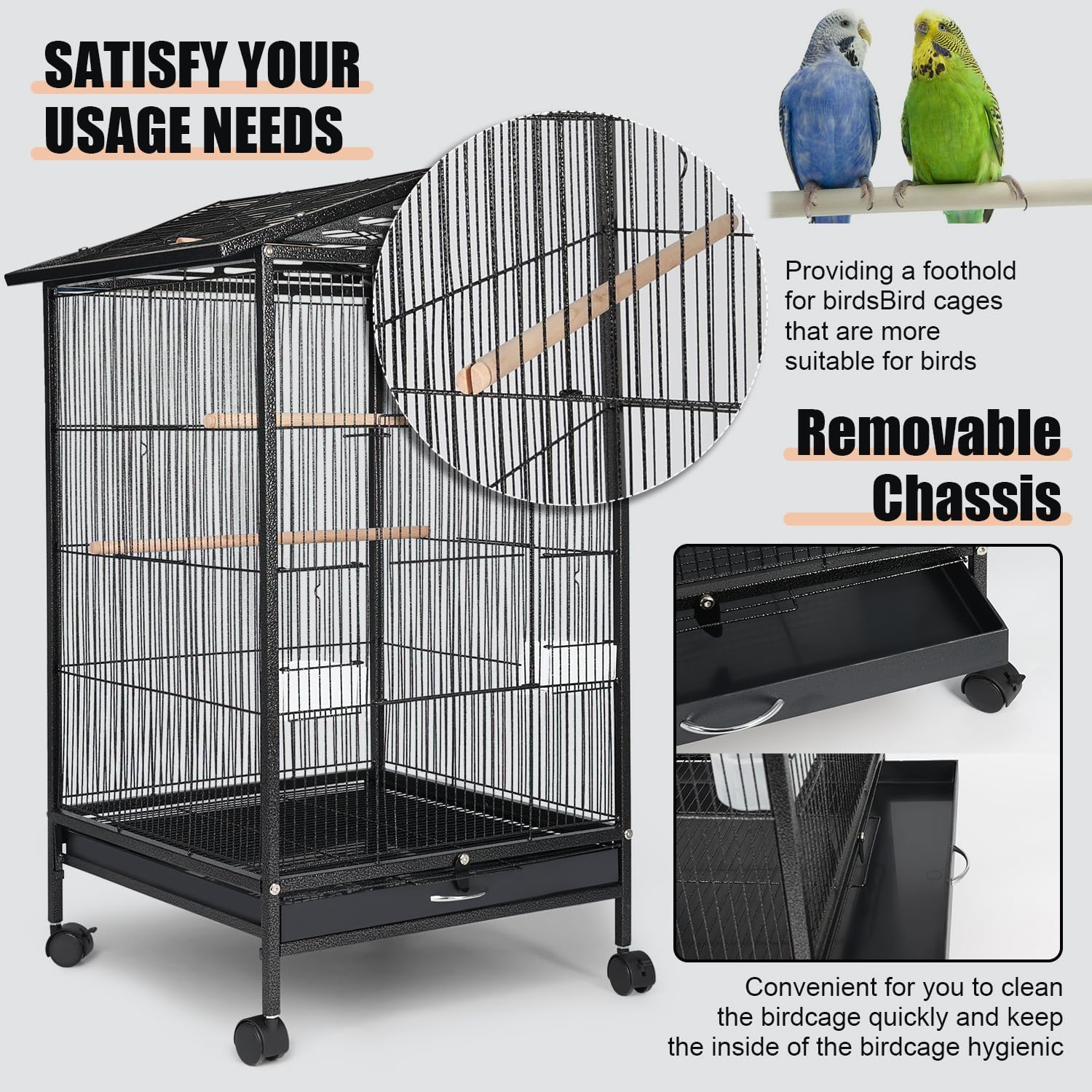 Large Bird Cage Parrot Cage with Stand Carrier - Image 4