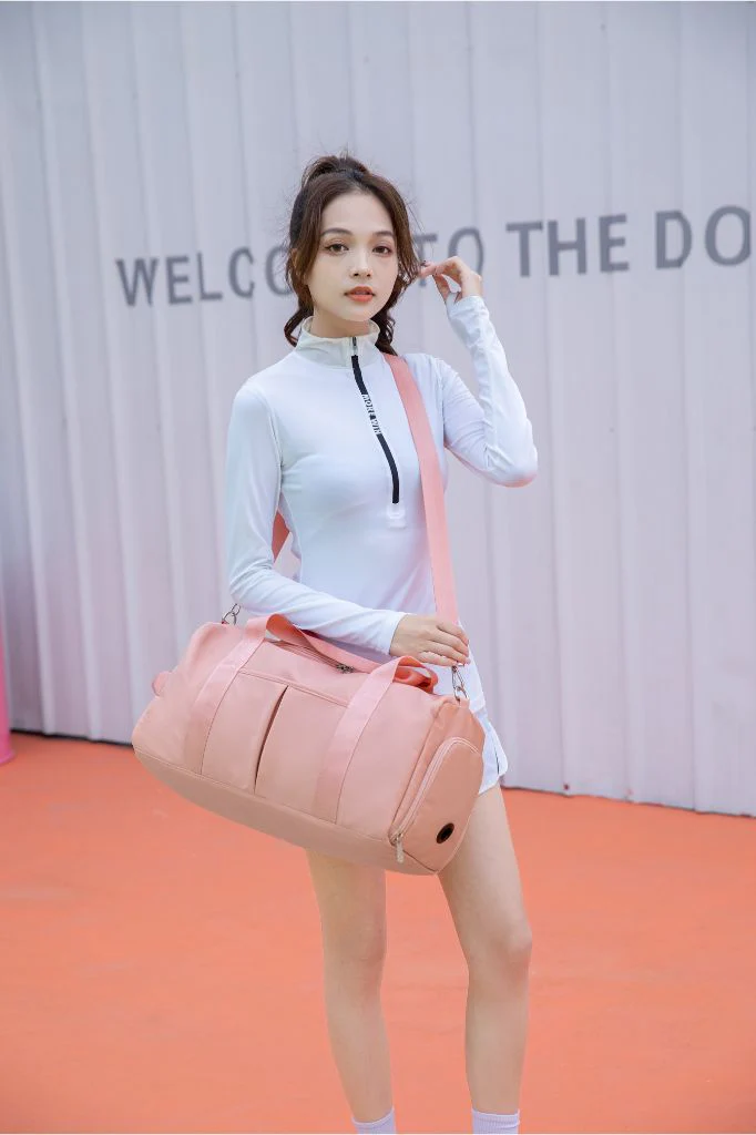 Large Black & Pink & Beige Duffle Bag - Image 14