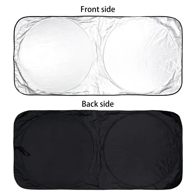 Large Silver Car Sunshade Foldable Double-Circle - Image 2