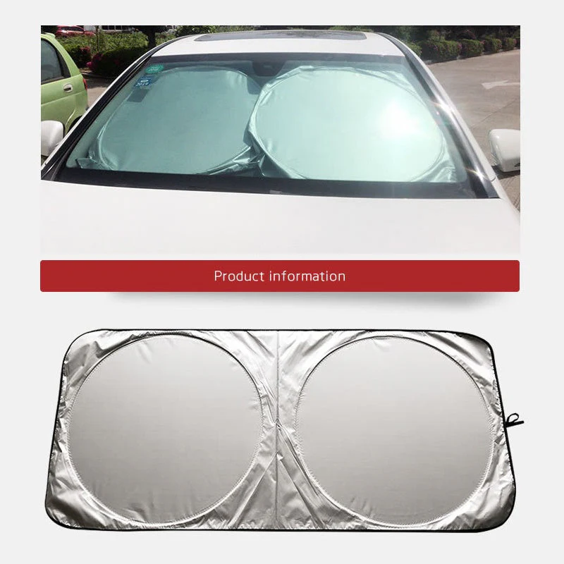 Large Silver Car Sunshade Foldable Double-Circle - Image 3