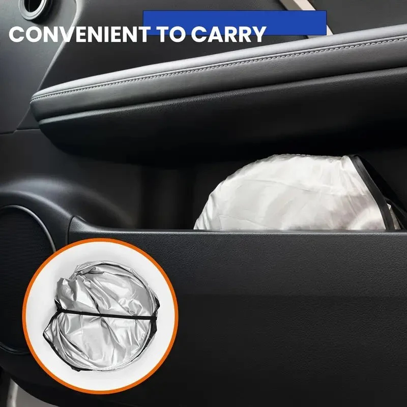 Large Silver Car Sunshade Foldable Double-Circle - Image 4