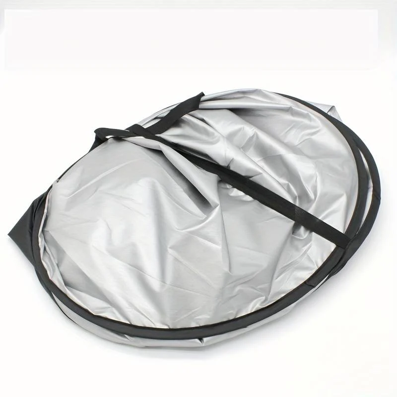 Large Silver Car Sunshade Foldable Double-Circle - Image 5