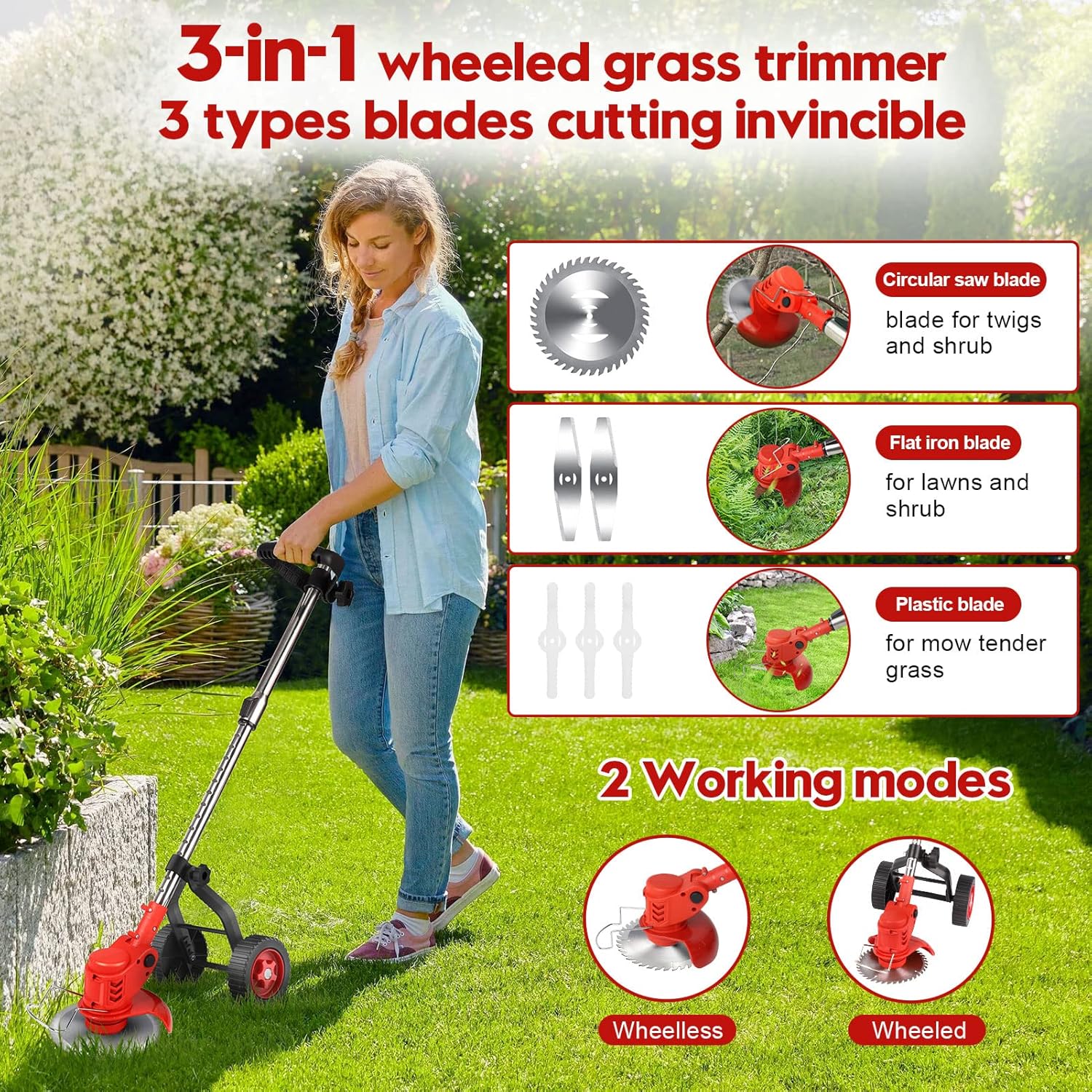 Lawn Mower Cordless Weed Cutter Garden Trimmer - Image 11