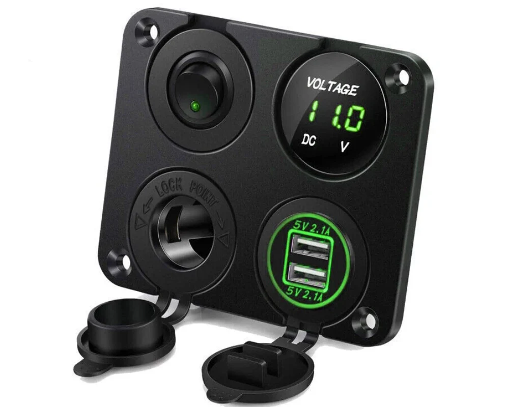 LED Rocker Switch Panel Dual USB