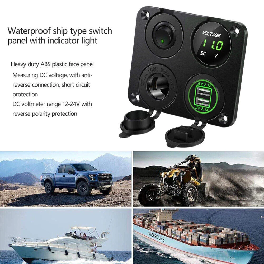 LED Rocker Switch Panel Dual USB - Image 9