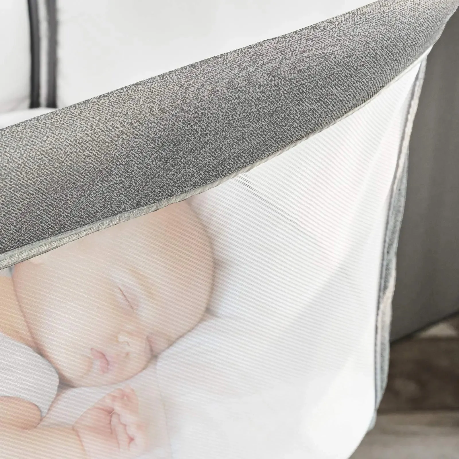 Light Grey Portable & Adjustable Baby Crib/ Baby Bassinet Bedside Sleeper - Image 2
