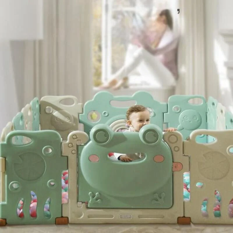 Baby Playpen - Adjustable Kids Safety Playpen 14 Panels | Pink Frog - Image 3