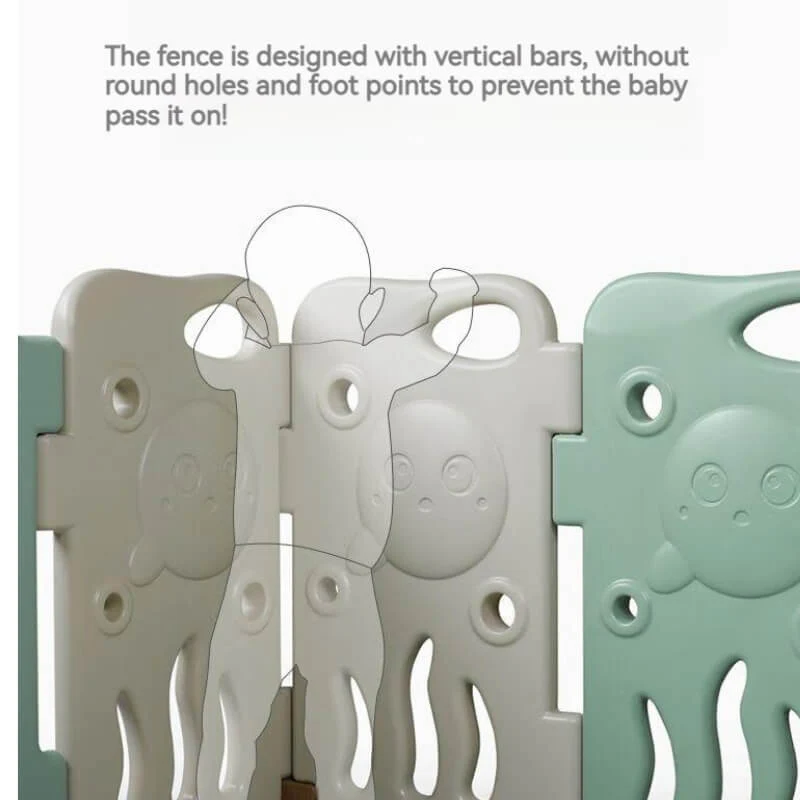 Baby Playpen - Large Plastic Kids Safety Playpen 16 Panels | Green Frog - Image 11