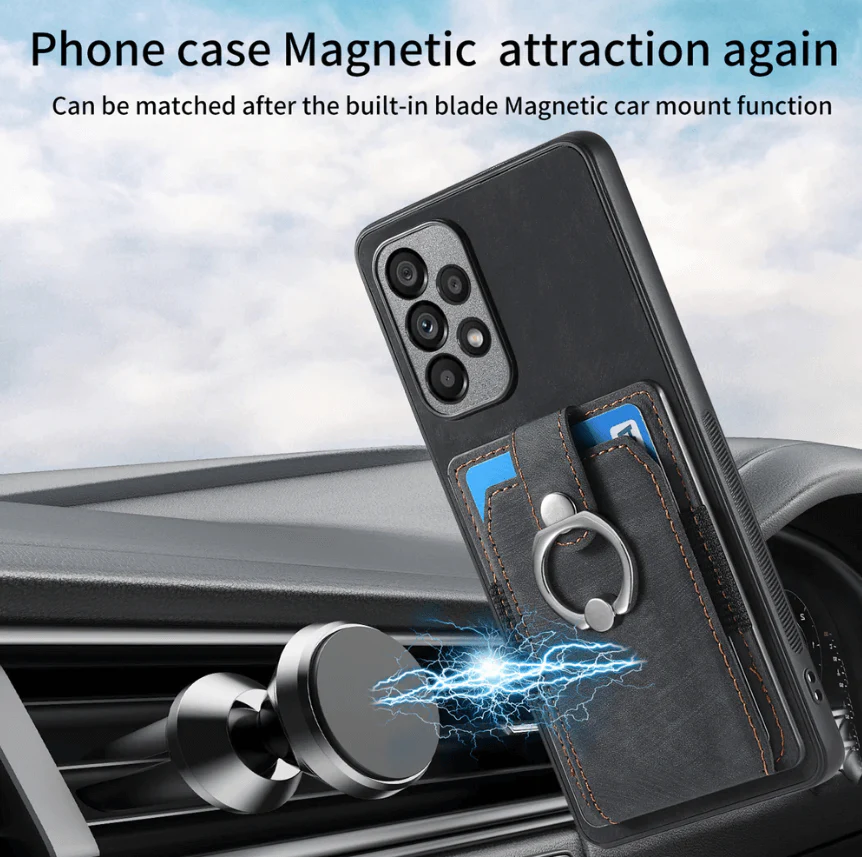 Magnetic Card Holder with Ring – Black - Image 6