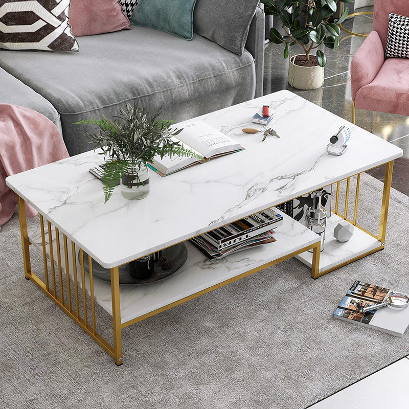 Marble Texture Modern Rectangle Coffee Table - Image 3