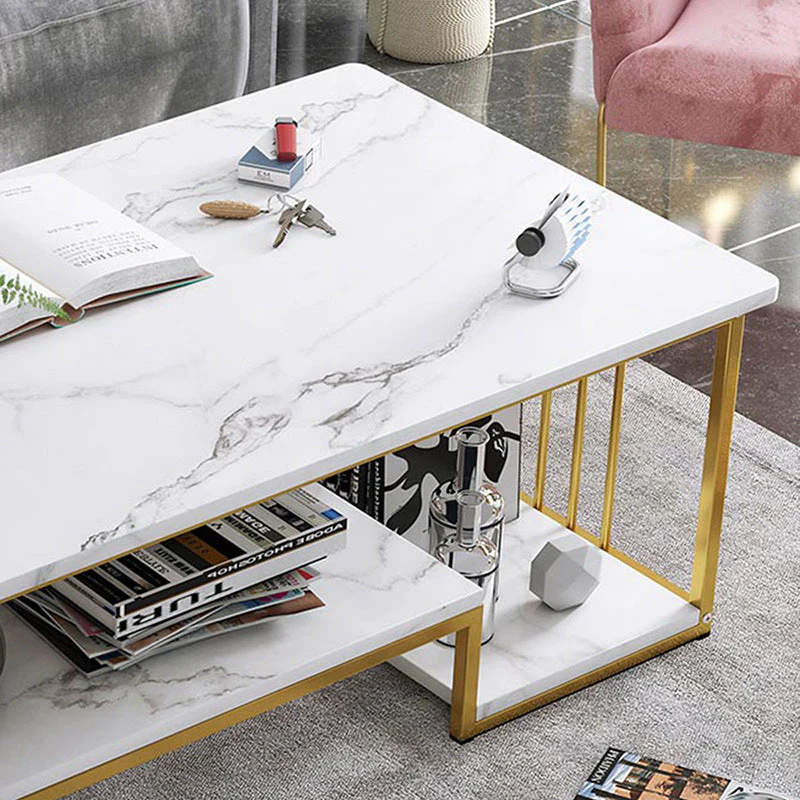 Marble Texture Modern Rectangle Coffee Table - Image 5