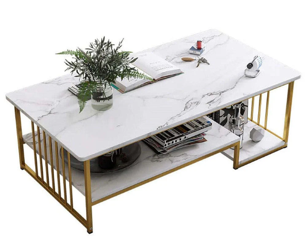 Marble Texture Modern Rectangle Coffee Table - Image 8