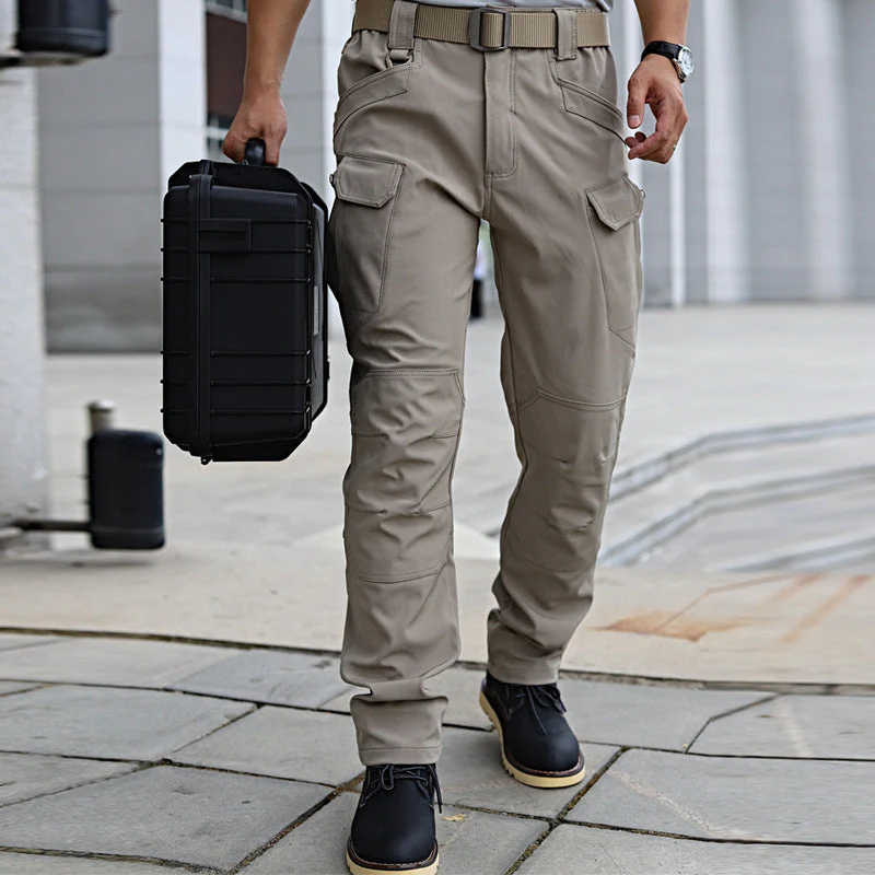 Men's Tactical Pants Water Resistant Flex Ripstop Cargo Pants - Black - Image 7