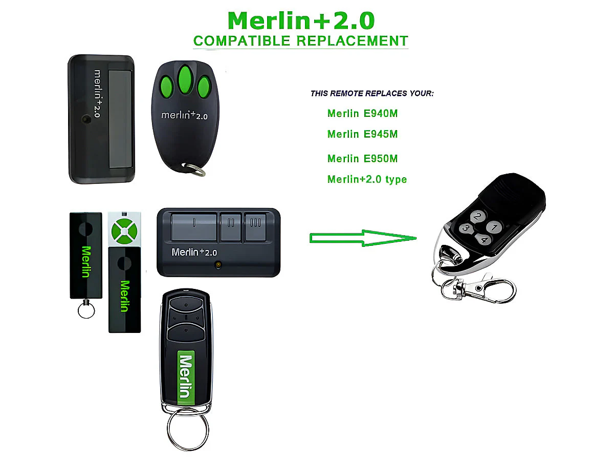 Merlin Replacement Remote Control 2.0 - MT3850EVO MT100EVO MT120EVO MT60EVO C945 - Image 3