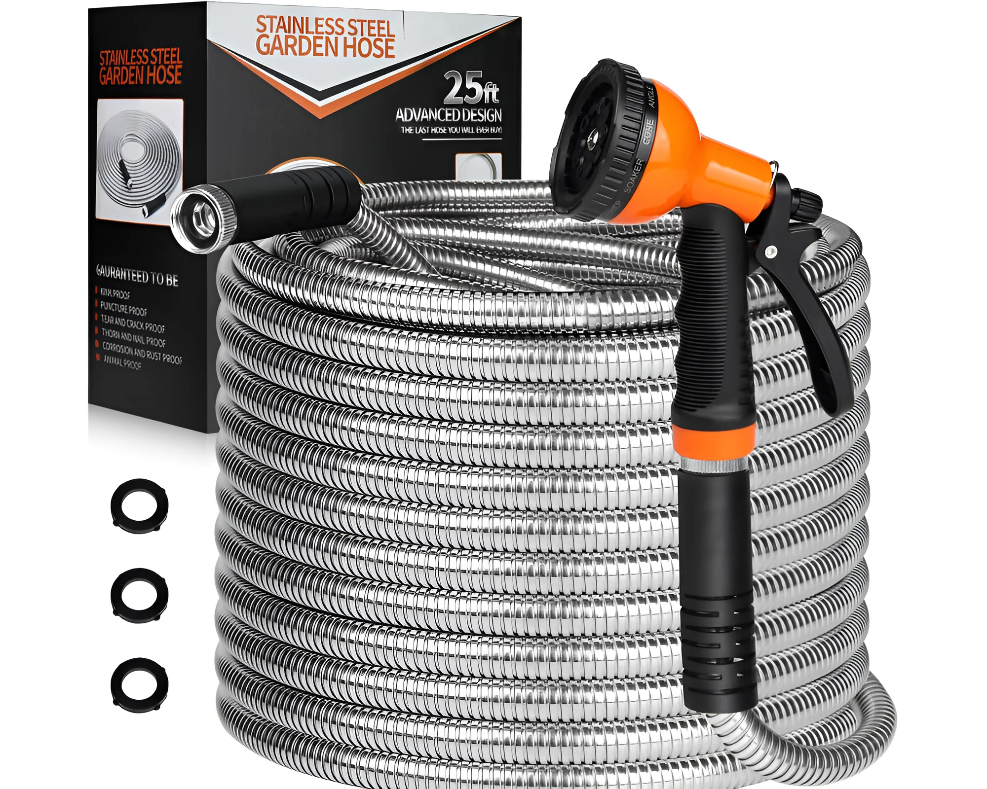 Metal Garden Hose Pipe 100ft Stainless Steel Metal Garden Hose Outdoor - Image 8
