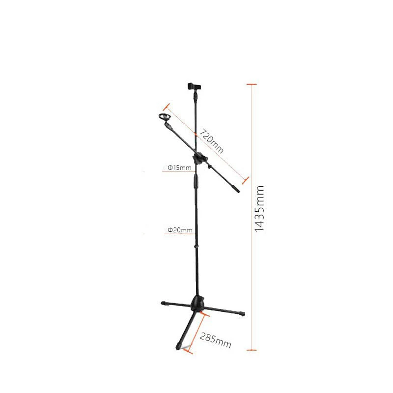 Microphone Stand for 2 microphones Tripod Base Adjustable Height - Image 6